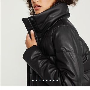 abercrombie faux leather puffer jacket 